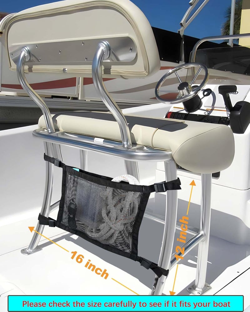 PLOZANO Boat Storage Bag, Adjustable Organizer, Mesh Tackle & Life Jacket Holder, Suspended Net for Leaning Post (16 INCH) - Image 2